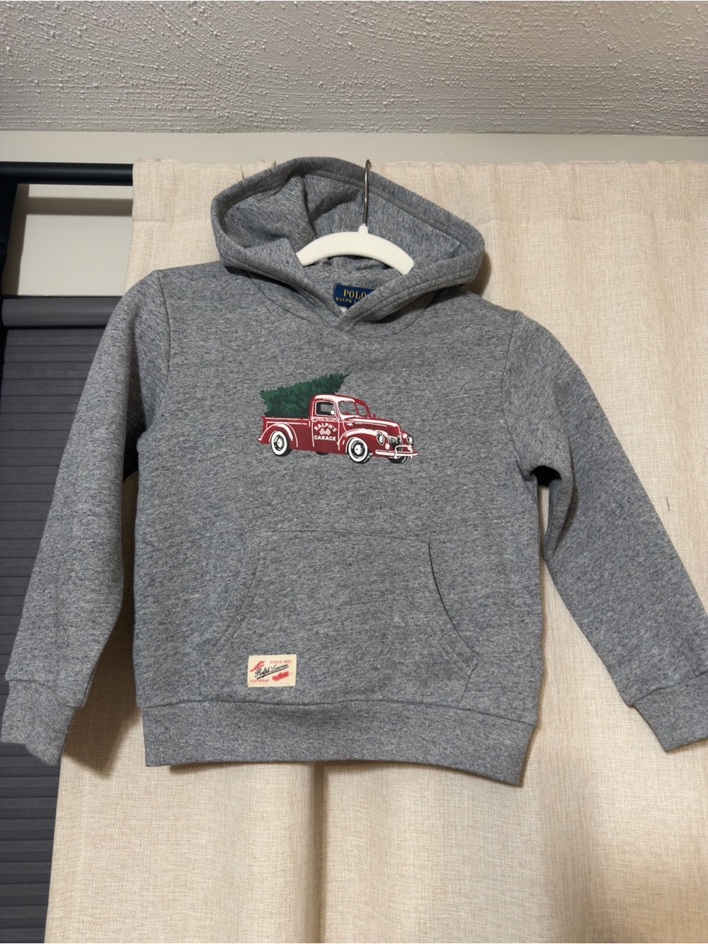 Polo by Ralph Lauren Gray Hoodie with Red Truck and Green Tree Graphic